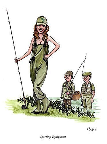 Fishing greeting card. Sporting equipment by Bryn Parry.