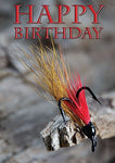 Fishing birthday card. Salmon fly by Charles Sainsbury-Plaice
