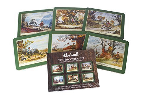 Thelwell Shooting Placemat Set. 6 assorted melamine mats with cork backs, fea...