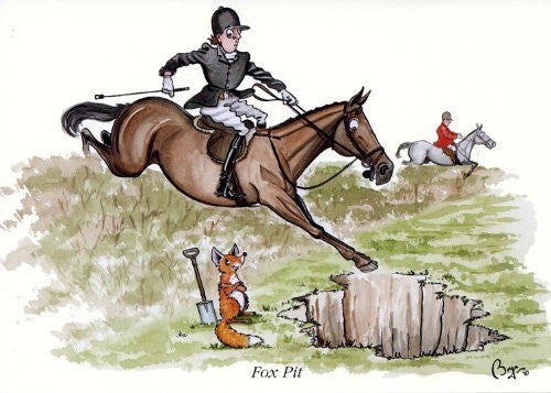 Horse riding greeting card by Bryn Parry. Fox Pit