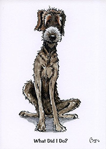 Lurcher dog greeting card. What did I do by Bryn Parry