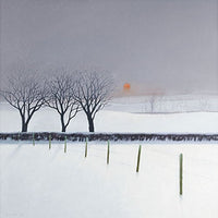 Winter landscape greeting card. Three winter trees