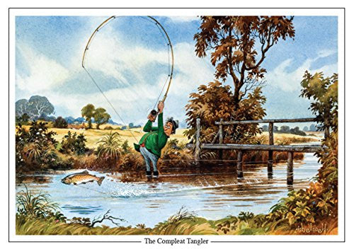 fly fishing and trout cartoon greeting card by Thelwell