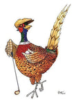 Golf greeting card. Pheasant Off Course by Bryn Parry