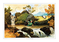 Cartoon fly fishing print. Into Something Big by Thelwell