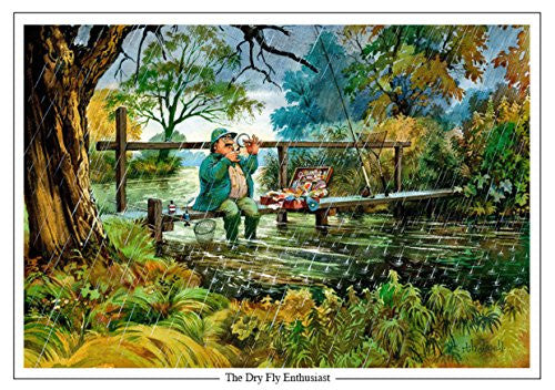 fly fishing cartoon greeting card thelwell