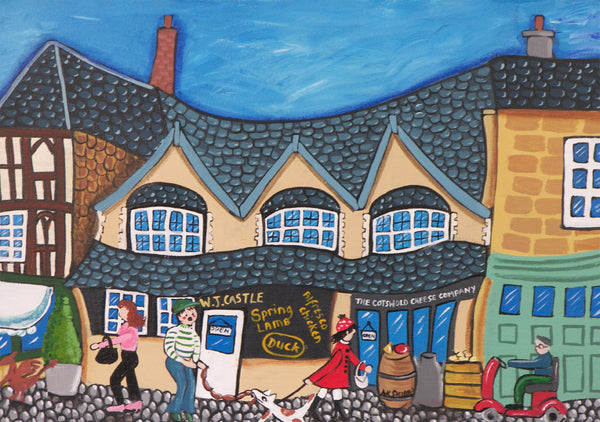 Cotswolds Greeting Card. Burford Shops by AK Skipsey