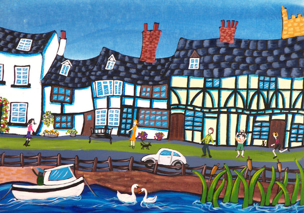 Cotswolds Greeting Card. An Afternoon in Tewkesbury by AK Skipsey