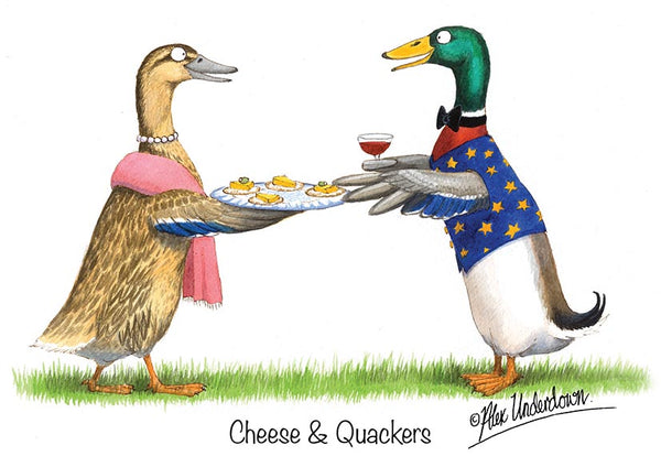 Duck greeting card "Cheese and Quackers" by Alex Underdown.