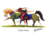 Clothes Horses cartoon greeting card by Alex Underdown