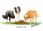 Dog greeting card "Dinner for two" by Alex Underdown.