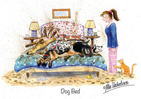 Dog greeting card "Dog Bed" by Alex Underdown.
