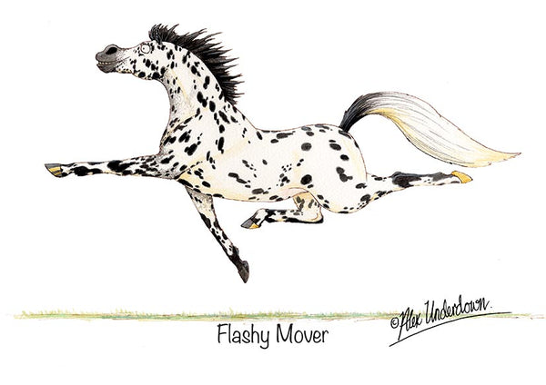 Horse greeting card "Flashy Mover" by Alex Underdown.