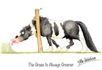 Horse greeting card "The Grass is always greener" by Alex Underdown.