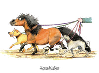 Horse walker cartoon greeting card by Alex Underdown