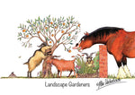 Horse and Goat greeting card "Landscape Gardeners" by Alex Underdown.