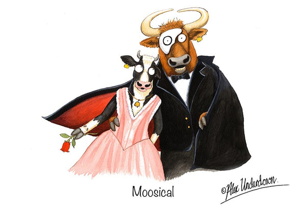 Cattle greeting card "Moosical" by Alex Underdown.