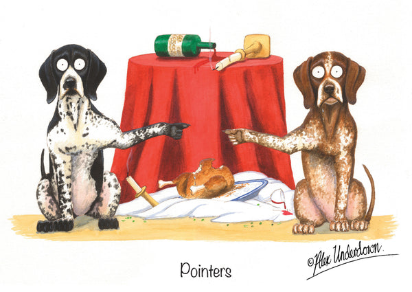 Pointer dog greeting card "Pointers" by Alex Underdown.