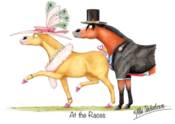 Horse racing greeting card "At the races" by Alex Underdown.