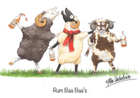 Sheep greeting card "Rum Baa Baa's" by Alex Underdown.