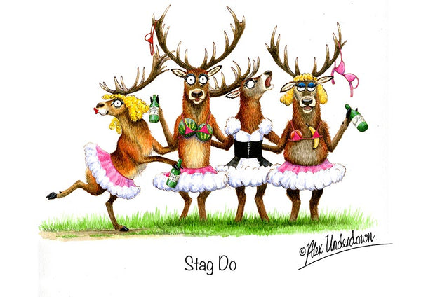Deer greeting card "Stag Do" by Alex Underdown.