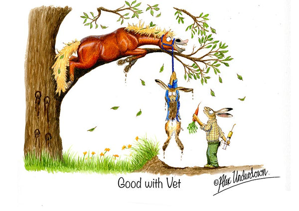 Horse greeting card "Good with vet" by Alex Underdown.