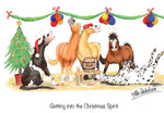 Horse themed Christmas Card. Getting into the Christmas Spirit by Alex Underdown