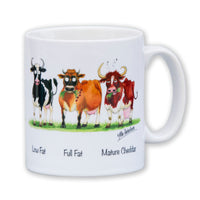Dairy cattle mug. Low Fat, Full Fat, Mature Cheddar by Alex Underdown
