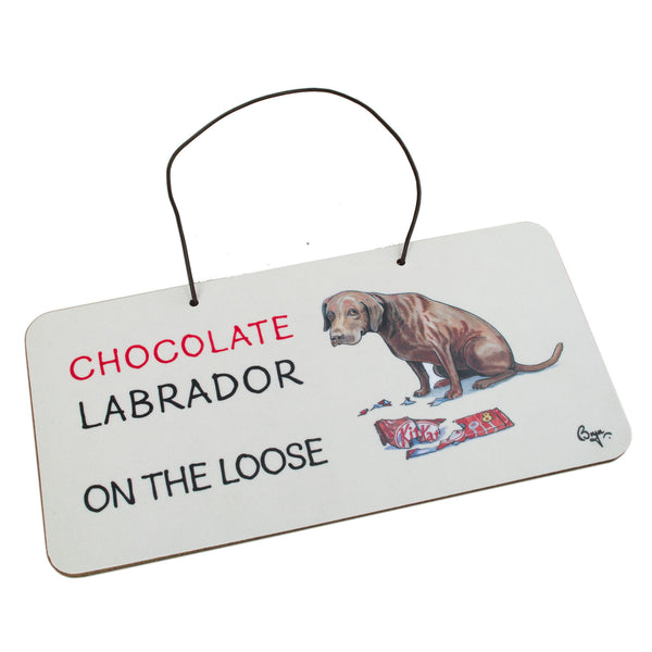 Chocolate Labrador Door Sign by Bryn Parry