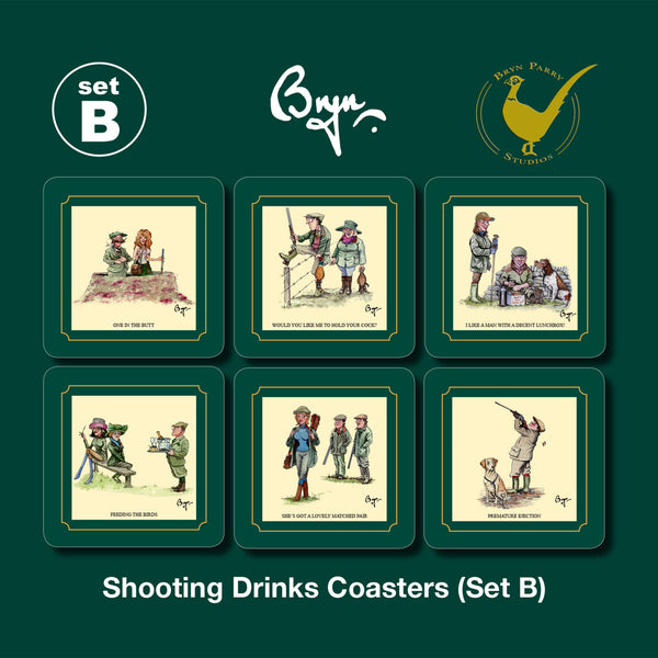 6 Shooting Coasters Set B. Sex in the Country by Bryn Parry