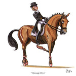 Horse riding greeting birthday card. Blank on the inside. Dressage Diva by Bryn Parry