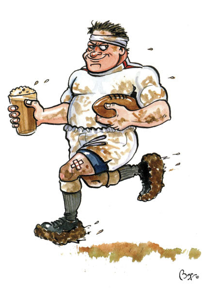 Rugby birthday card. Beer and Balls by Bryn Parry