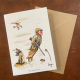 Shooting Greeting Card. Wet Weather Warrior by Bryn Parry