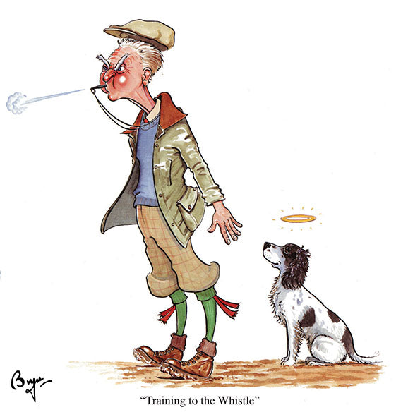 Training to the Whistle dog and shooting greeting card by Bryn Parry