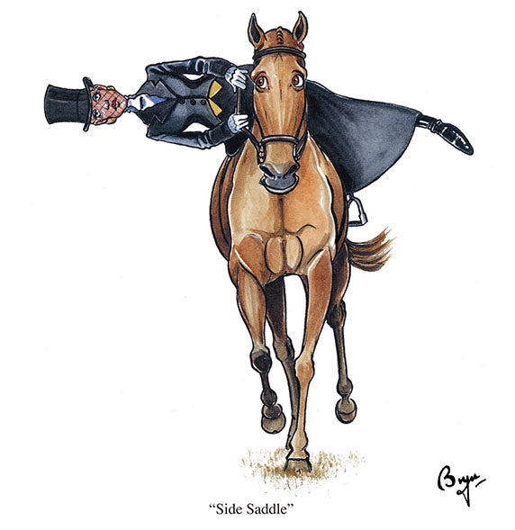 Horse riding greeting card by Bryn Parry. Side Saddle
