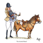 Horse riding greeting card by Bryn Parry. The Assisted Mount