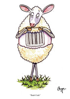 Sheep birthday card. Baah code by Bryn Parry