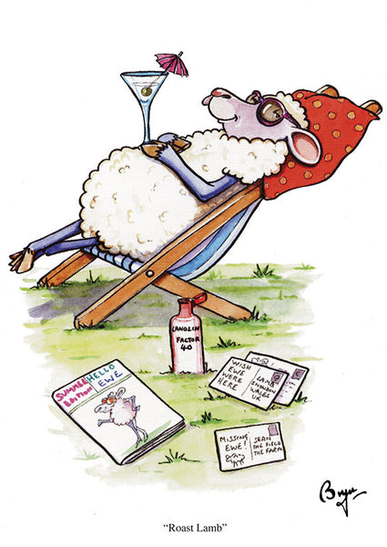 Sheep Greeting Card by Bryn Parry. Roast Lamb