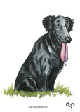 Flat-coated Retriever dog Greeting Card by Bryn Parry