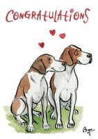 Congratulations cartoon Foxhound Greeting Card by Bryn Parry.