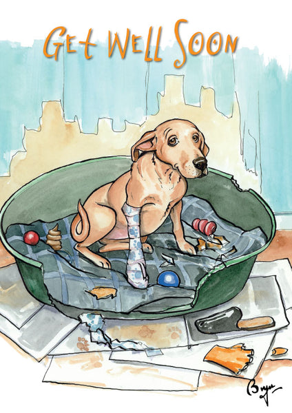 Labrador Get Well Greeting Card by Bryn Parry.