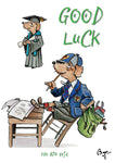Good Luck Exam, The Big Test Dog cartoon Greeting Card by Bryn Parry.