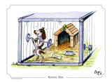 Spaniel cocker spaniel dog cartoon signed print. The Kennel Dog by Bryn Parry