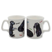 Express Your Love with 1 x Labrador Mug - Exquisite Bone China, Captivating Black Labradors by Bryn Parry