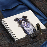 Cartoon dog themed A6 lined notebook. Collie Dog by Bryn Parry