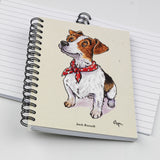Cartoon dog themed A6 lined notebook. Jack Russell by Bryn Parry