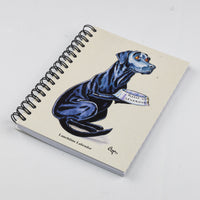 Cartoon dog themed A6 lined notebook. Lunchtime Labrador by Bryn Parry