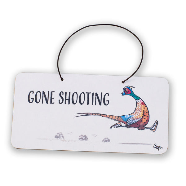 Gone Shooting Door Sign by Bryn Parry. Gifts for people who hunt and shoot