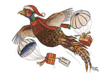 Pheasant Present Christmas Card by Bryn Parry