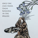 Hare sympathy greeting card. The Listener by Colin Blanchard